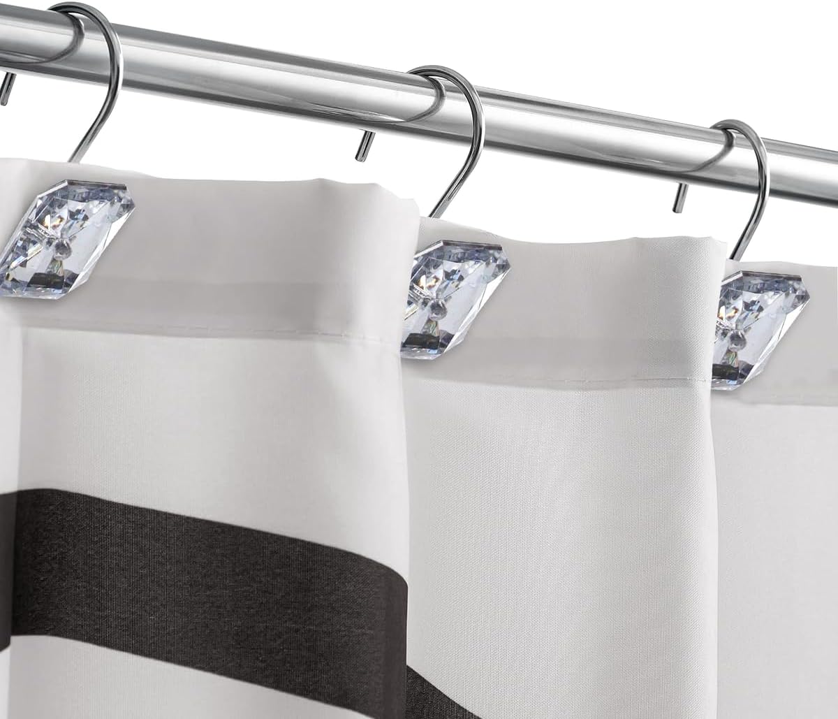 Conjunto de 12 ganchos para cortinas de chuveiro resistentes à ferrugem - 6 designs! 