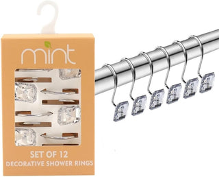 Conjunto de 12 ganchos para cortinas de chuveiro resistentes à ferrugem - 6 designs! 