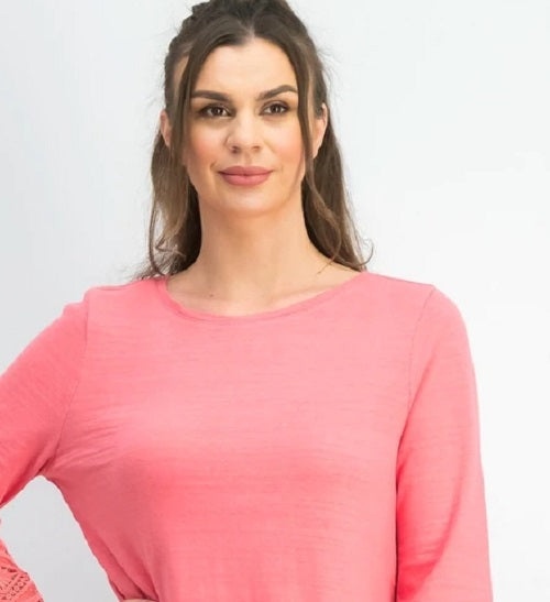 Top feminino Charter Club de algodão com acabamento em renda rosa escuro, tamanho pequeno médio