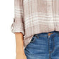 Camisa xadrez brilhante feminina Style &amp; Co, bege, tamanho pequeno