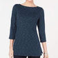 Karen Scott Blusa Feminina Gola Canoa Space-Dyed Azul Marinho Tamanho Médio