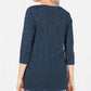 Karen Scott Blusa Feminina Gola Canoa Space-Dyed Azul Marinho Tamanho Médio