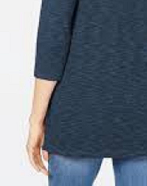 Karen Scott Blusa Feminina Gola Canoa Space-Dyed Azul Marinho Tamanho Médio