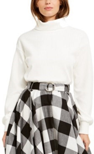 Blusa de gola alta aconchegante feminina Bar III, branca, tamanho extra grande