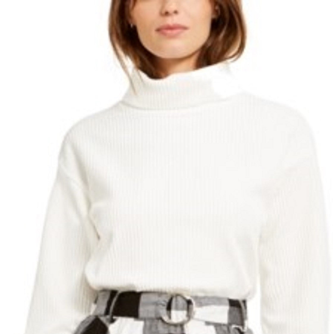 Blusa de gola alta aconchegante feminina Bar III, branca, tamanho extra grande