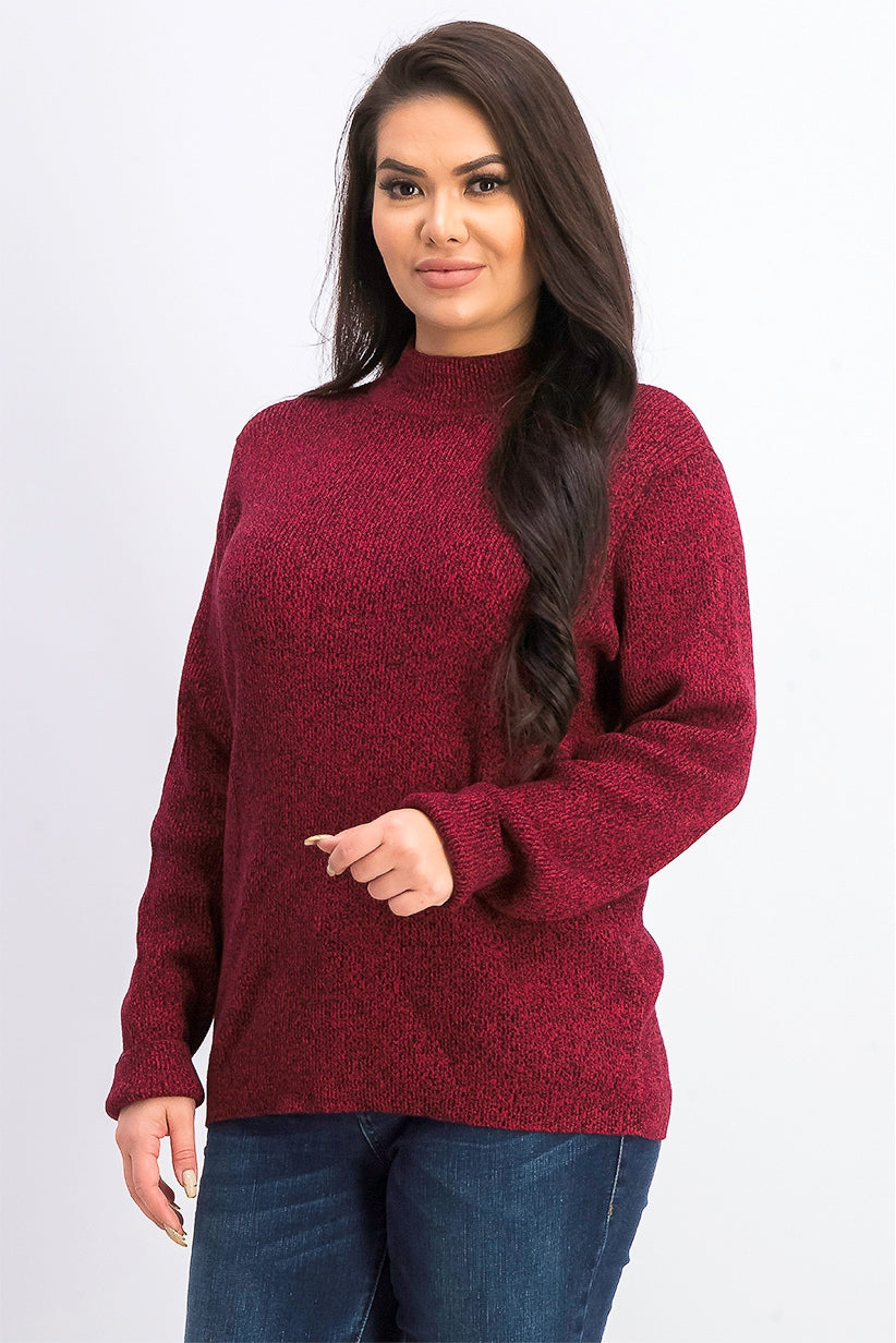 Karen Scott Suéter Feminino de Algodão com Gola Mole, Vermelho Brilhante, Tamanho Grande