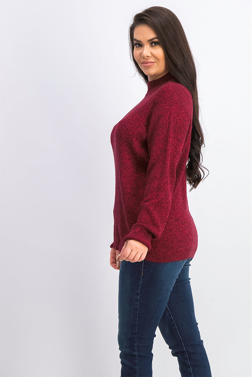 Karen Scott Suéter Feminino de Algodão com Gola Mole, Vermelho Brilhante, Tamanho Grande