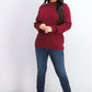 Karen Scott Suéter Feminino de Algodão com Gola Mole, Vermelho Brilhante, Tamanho Grande