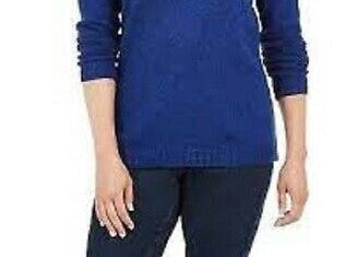 Karen Scott Suéter Henley Feminino de Algodão Marmorizado Azul Tamanho X-S