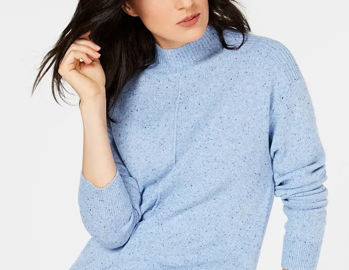 Karen Scott Suéter Feminino Gola Mock Shimmer Azul Tamanho XXG