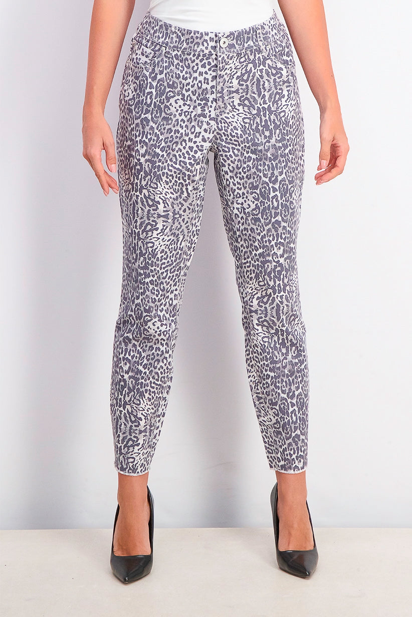 Calça jeans skinny feminina Incessential com estampa de leopardo e ajuste curvilíneo, tamanho 8, azul, da INC International Concepts