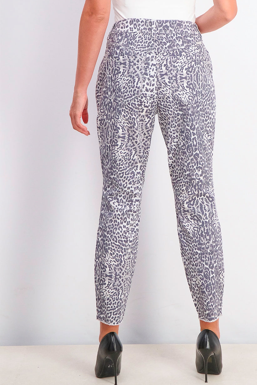 Calça jeans skinny feminina Incessential com estampa de leopardo e ajuste curvilíneo, tamanho 8, azul, da INC International Concepts