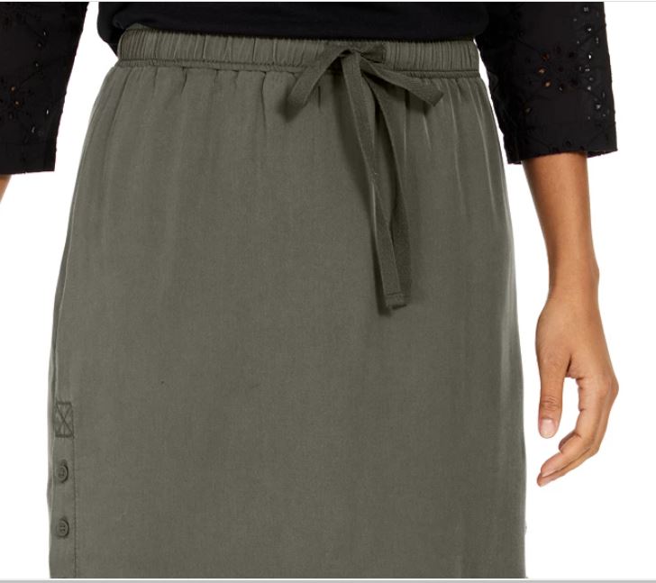 Saia-calça curta feminina Style &amp; Co com cordão em tencel, verde, tamanho médio