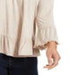 Blusa feminina estilo &amp; co, ombro de fora, manga sino, marrom, tamanho médio