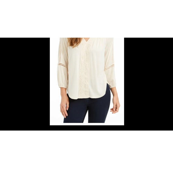 Top de crochê feminino com renda nas costas, estilo &amp; co, branco, tamanho pequeno