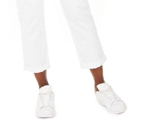 Jeans Curvy-Fit com Punho e Namorada Feminino Style &amp; Co, Branco, Tamanho 16