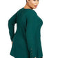 Suéter Alfani Feminino com Detalhe de Botão e Canelado Verde Tamanho X-G