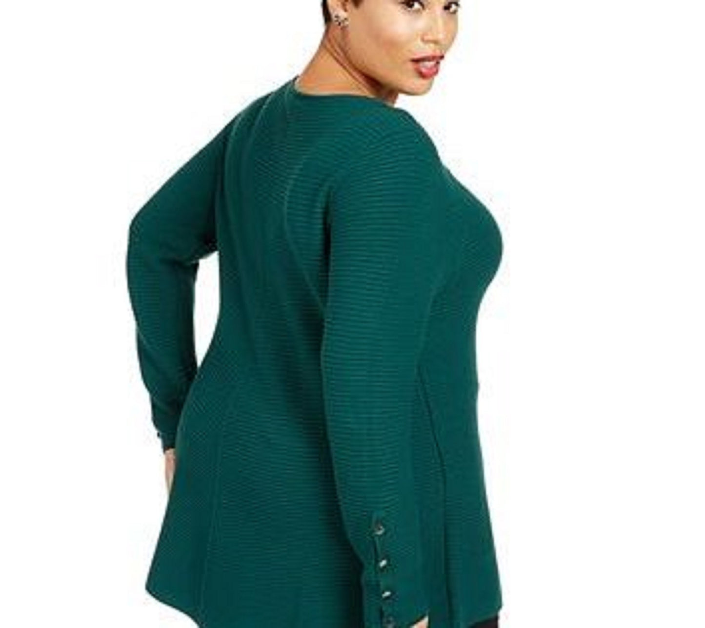 Suéter Alfani Feminino com Detalhe de Botão e Canelado Verde Tamanho X-G
