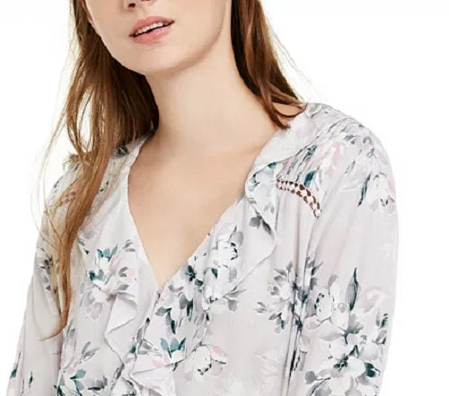 Top American Rag Juniors com gola franzida e mangas amarradas, cinza, tamanho grande