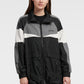 Jaqueta corta-vento feminina DKNY Sport Colorblocked refletiva, preta, tamanho grande