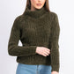 Suéter Hippie Rose Juniors de gola alta em chenille verde escuro, tamanho extrapequeno