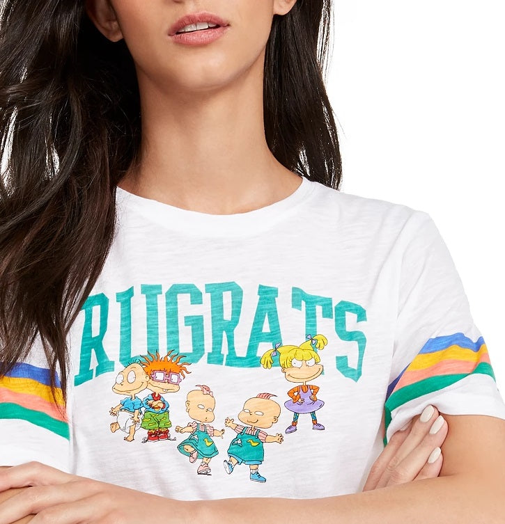 Camiseta estampada Rugrats Juniors Freeze 24-7, branca, tamanho extragrande