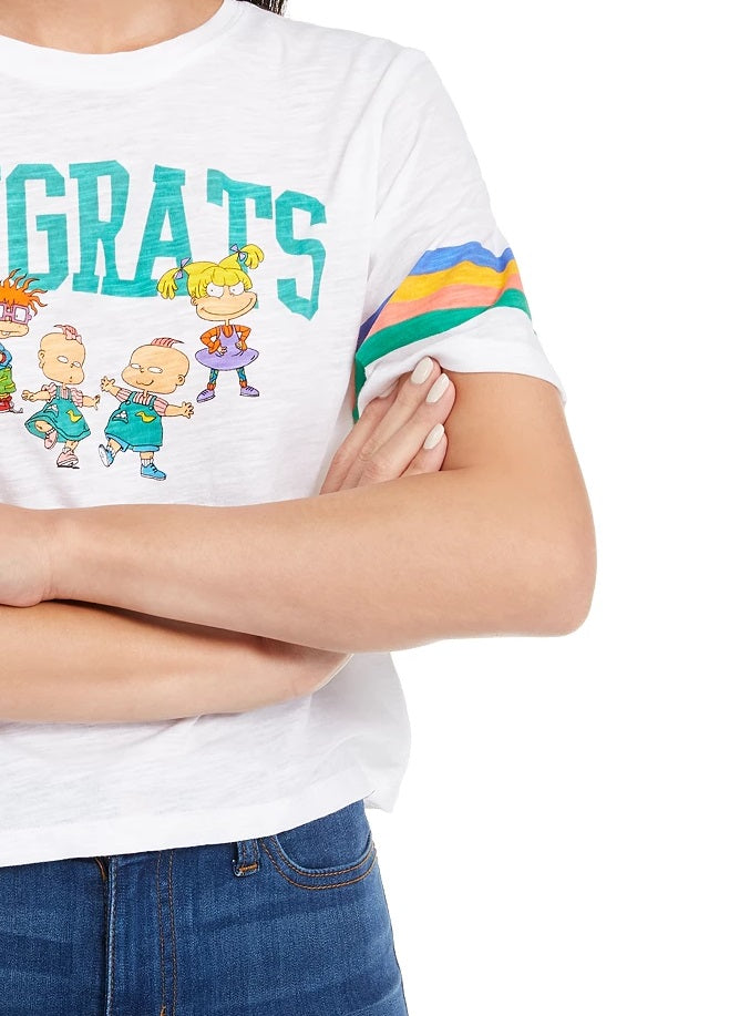 Camiseta estampada Rugrats Juniors Freeze 24-7, branca, tamanho extragrande
