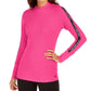 Camiseta Calvin Klein Performance Feminina com Listras e Gola Moletom Rosa Brilhante Tamanho XG