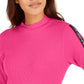 Camiseta Calvin Klein Performance Feminina com Listras e Gola Moletom Rosa Brilhante Tamanho XG