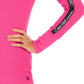 Camiseta Calvin Klein Performance Feminina com Listras e Gola Moletom Rosa Brilhante Tamanho XG