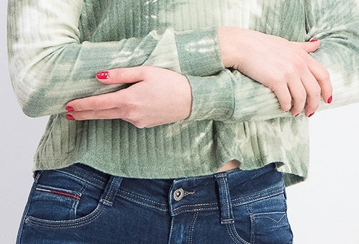 Blusa canelada aconchegante com estampa tie-dye Crave Fame Juniors, verde, tamanho extragrande