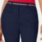 Calça feminina Tommy Hilfiger com acabamento em fita, azul-marinho, tamanho 14