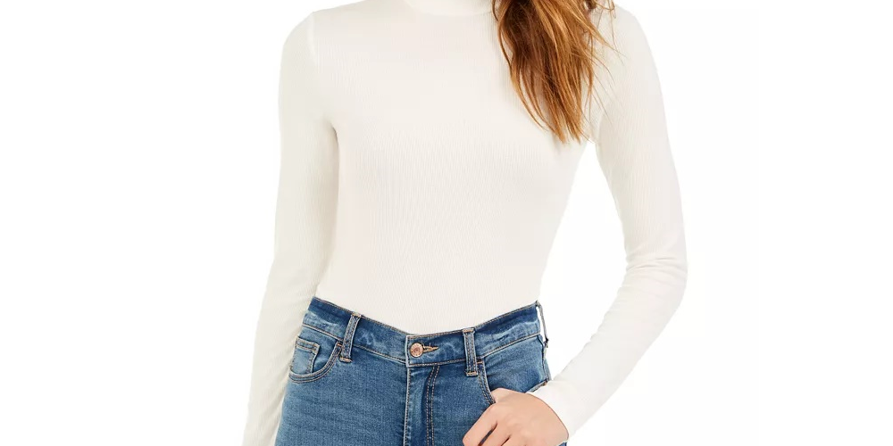 Body de gola alta Self Esteem Juniors, branco, tamanho médio