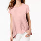 Camiseta feminina estilo lenço com bainha rosa, tamanho médio