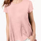 Camiseta feminina estilo lenço com bainha rosa, tamanho médio
