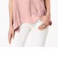 Camiseta feminina estilo lenço com bainha rosa, tamanho médio