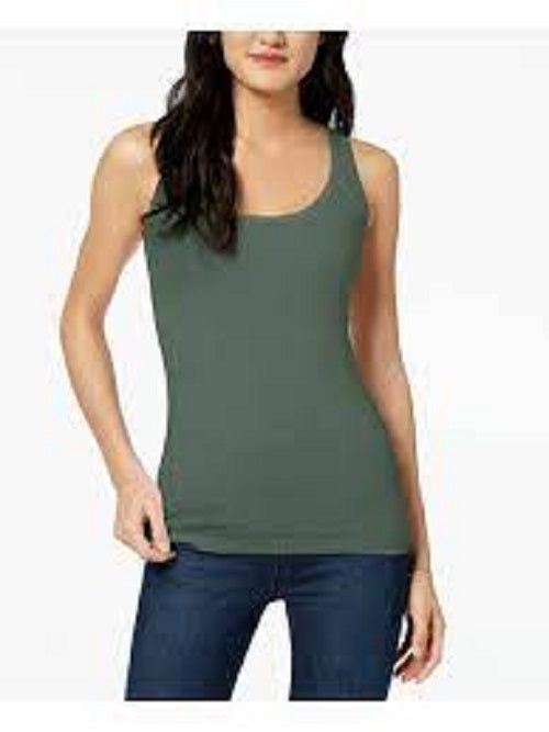 Blusa regata feminina Maison Jules com decote redondo, verde, tamanho grande