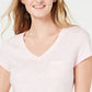 Camiseta feminina Maison Jules com decote em V e bolso aplicado, branca, tamanho extragrande