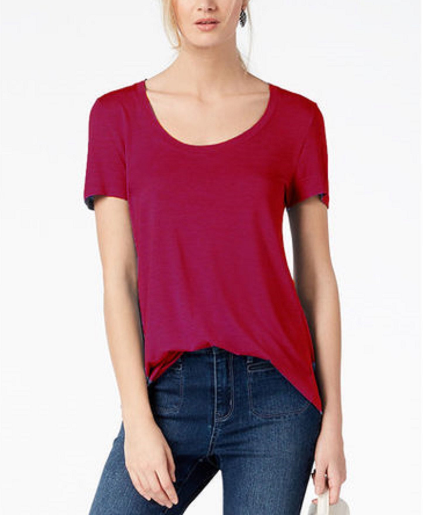 Camiseta feminina Maison Jules com decote redondo, vermelha, tamanho extra grande