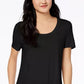 Camiseta feminina Maison Jules com decote redondo, preta, tamanho pequeno