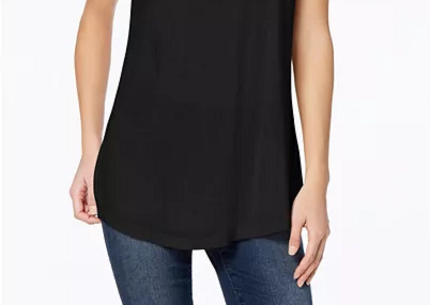 Camiseta feminina Maison Jules com decote redondo, preta, tamanho pequeno