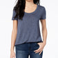 Camiseta feminina Maison Jules com decote redondo, azul-escuro, tamanho pequeno