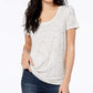Camiseta feminina Maison Jules com decote redondo, branca, tamanho extragrande