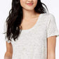 Camiseta feminina Maison Jules com decote redondo, branca, tamanho extragrande