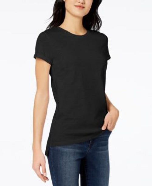 Camiseta feminina Maison Jules High-Low preta tamanho grande
