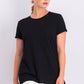 Camiseta feminina alta e baixa Maison Jules, preta, tamanho XXG