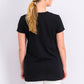 Camiseta feminina alta e baixa Maison Jules, preta, tamanho XXG
