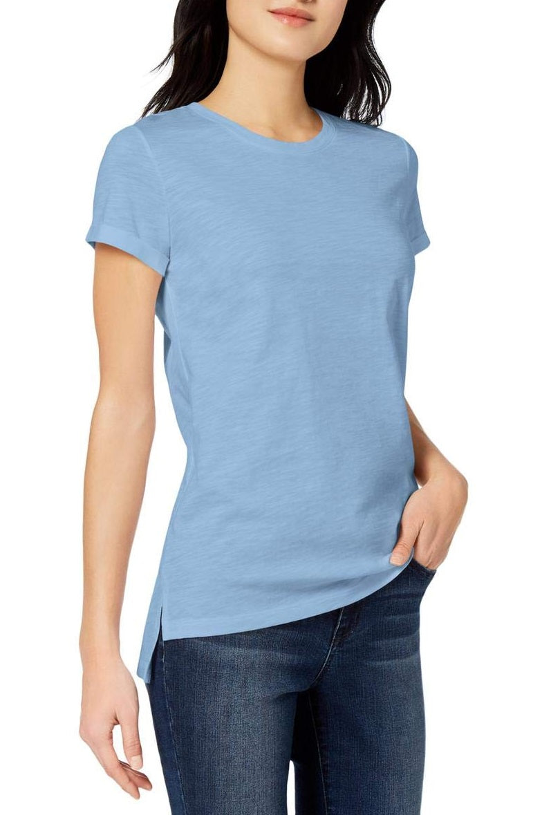 Camiseta feminina Maison Jules High-Low, azul, tamanho P