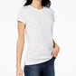 Camiseta feminina alta e baixa Maison Jules, branca, tamanho grande