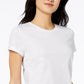 Camiseta feminina alta e baixa Maison Jules, branca, tamanho grande